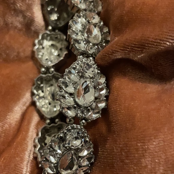 Rhinestone Bracelet - Stretch Bracelet - Crystal Bracelet - Jewelry - Silver - Picture 3 of 3